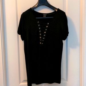 Torrid grommet lace up deep v tee